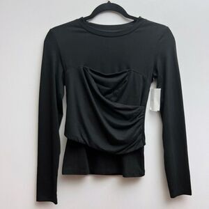 Vero Moda Women’s XS Black Nelly Ruched Knit Long Sleeve Corset Wrap Top
